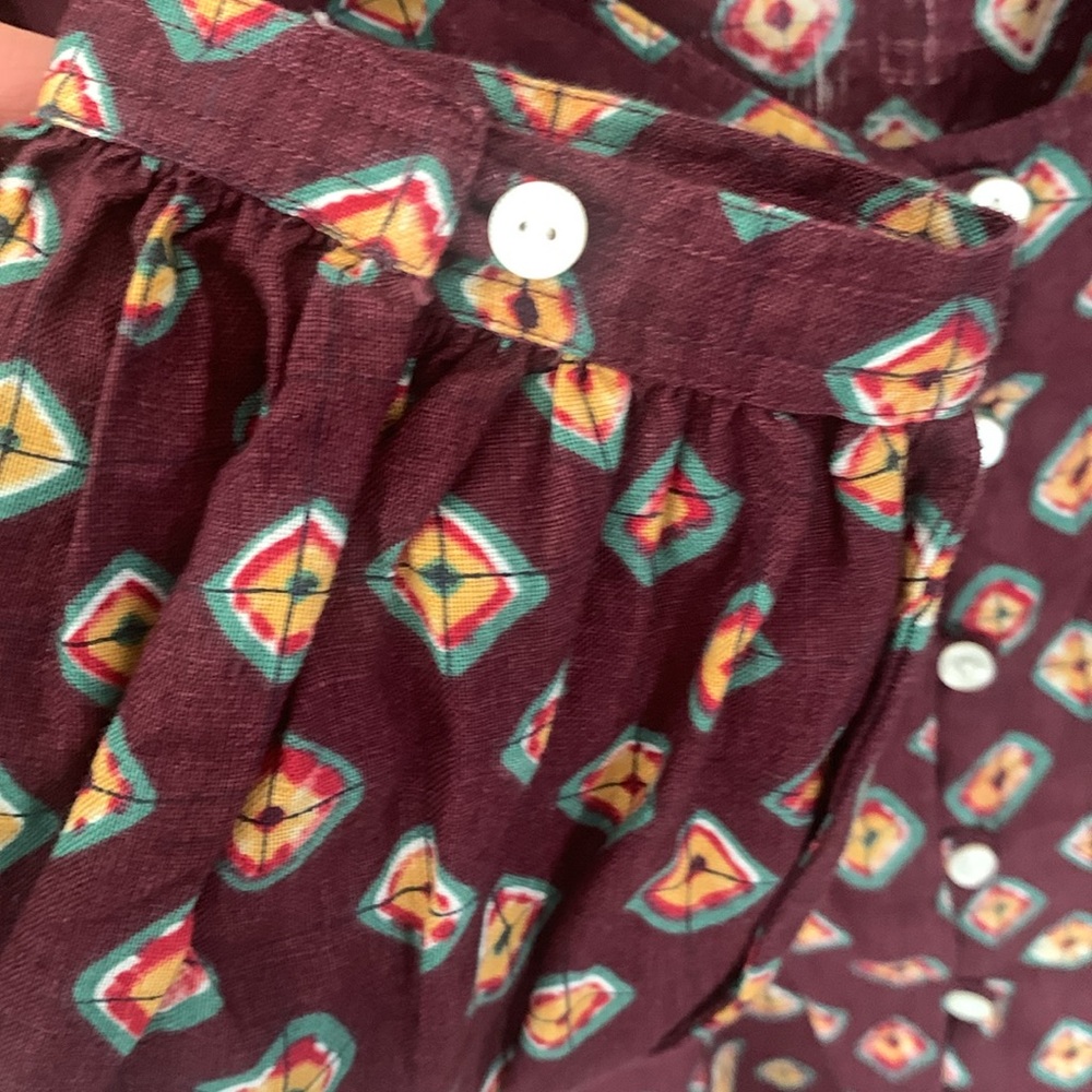 NWT Polo Ralph Lauren Block-Print Linen Button-Front Top - Picture 9 of 11
